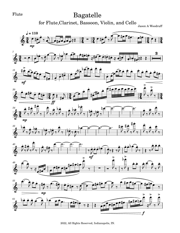 Bagatelle for Flute, Clarinet, Bassoon, Violin, and Cello