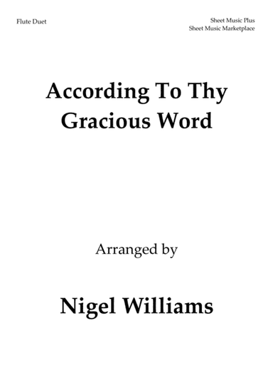 According To Thy Gracious Word, for Flute Duet (arr. Nigel Williams)