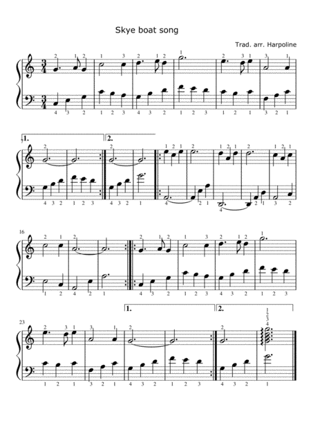Skye Boat Song in C (arr. Harpoline)