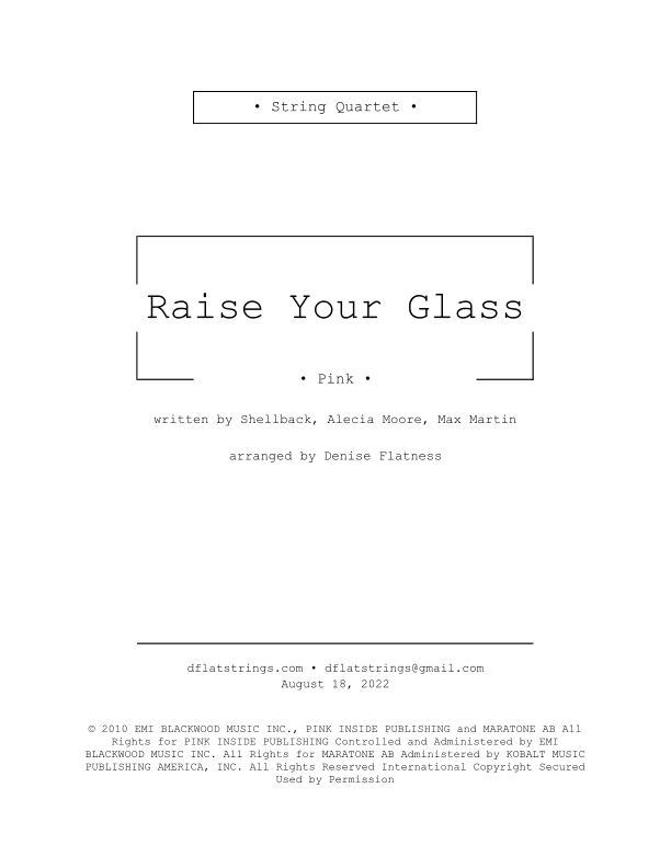 Raise Your Glass (arr. Denise Flatness)