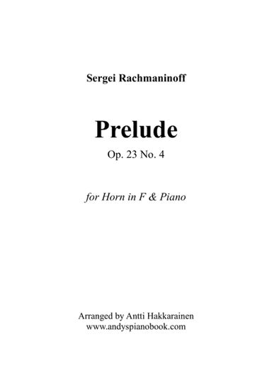 Prelude in D, Op. 23 No. 4 - Horn & Piano (arr. Antti Hakkarainen)