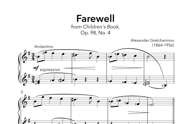 Farewell, Op. 98 No. 4 (arr. Sidewalk Labs)