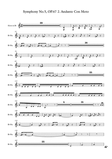 Beethoven symphony No.5 - 2nd Movement (Transposed Horn in Bb) (arr. Jay Heo)