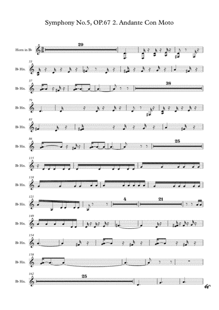 Beethoven symphony No.5 - 2nd Movement (Transposed Horn in Bb) (arr. Jay Heo)