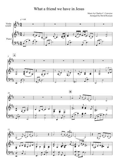 What a friend we have in Jesus - EASY (piano & violin) (arr. David Kocijan)