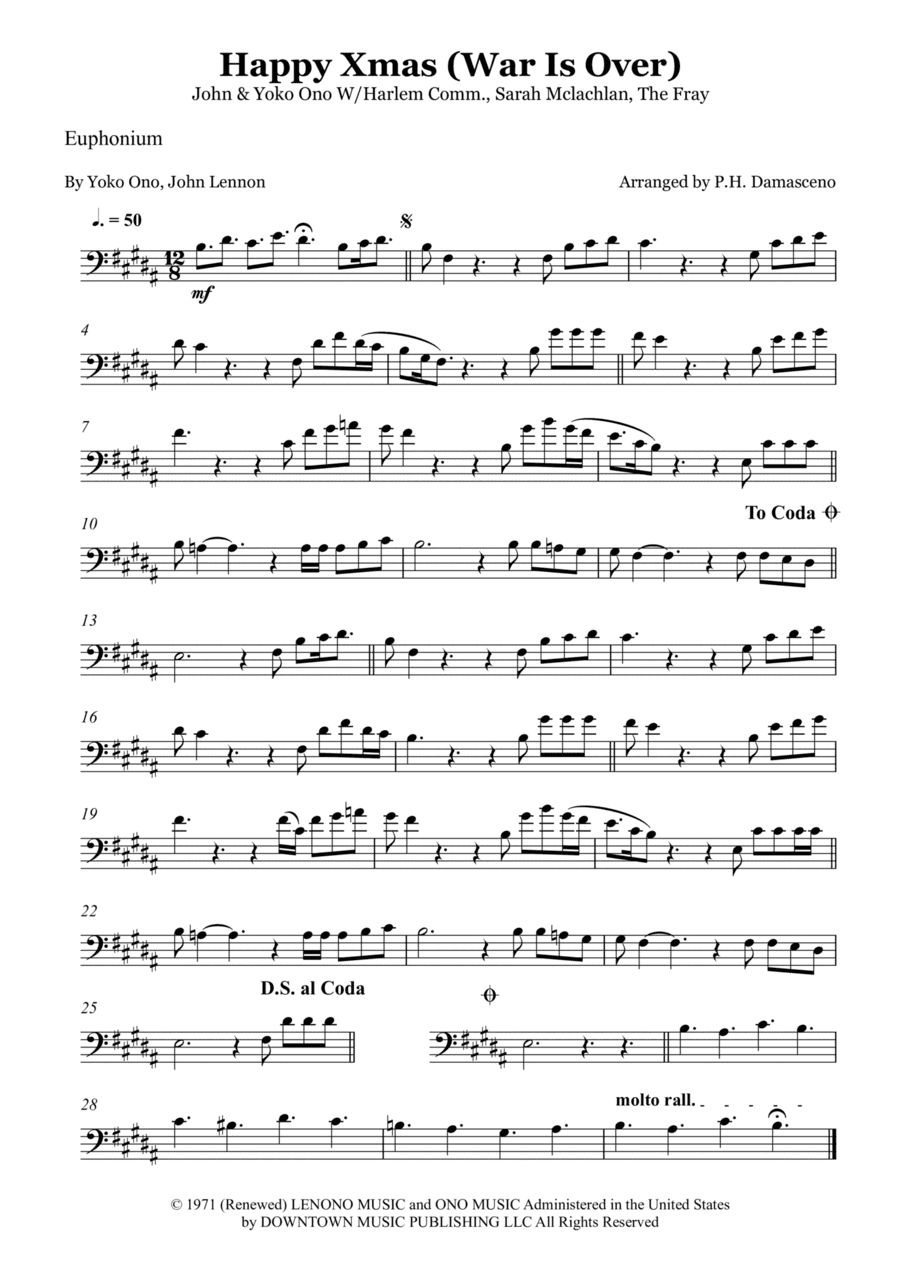 Happy Xmas (war Is Over) (arr. P.H. Damasceno)