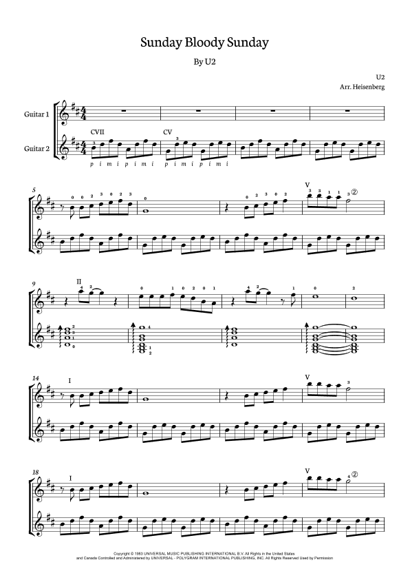 Sunday Bloody Sunday (arr. Heisenberg)