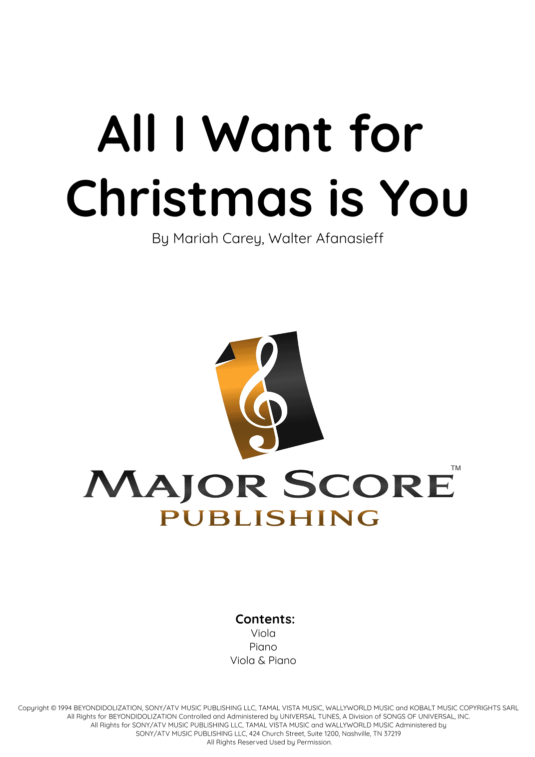 All I Want For Christmas Is You (arr. MAJOR SCORE PUBLISHING TM.)