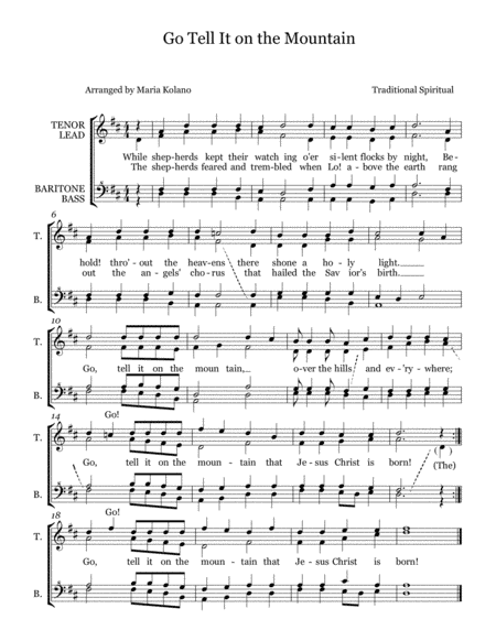 Go Tell It on the Mountain (arr. Maria Kolano)