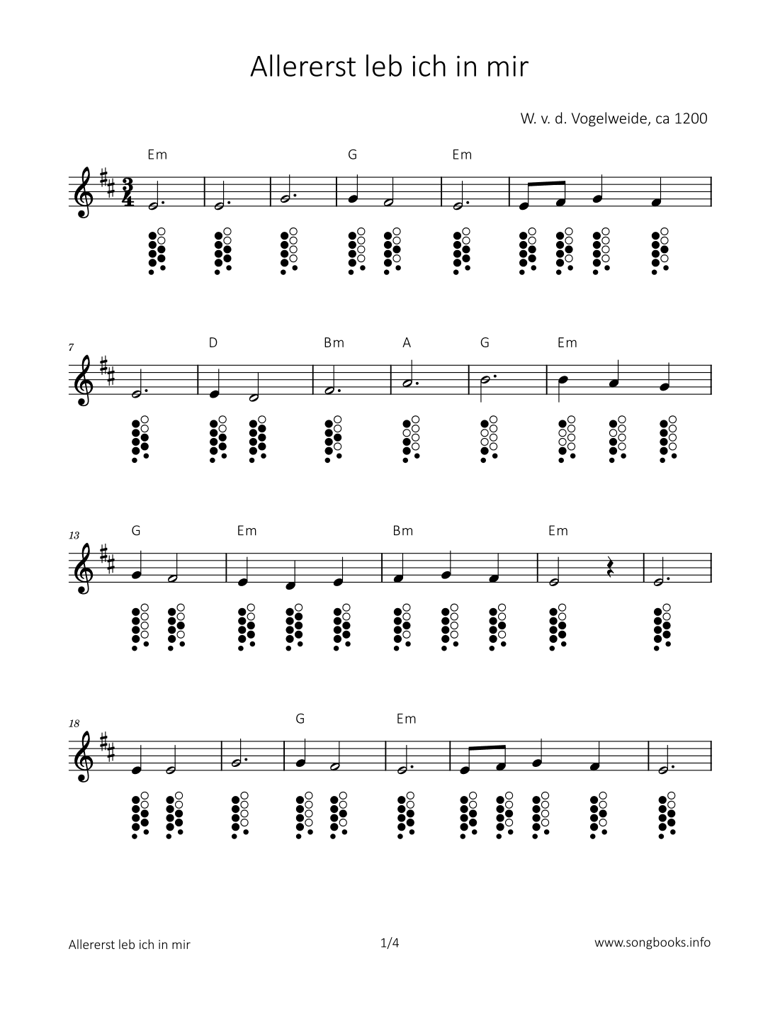 Allererst leb ich in mir (arr. songbooks.info)