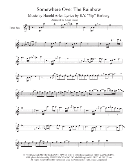 Over The Rainbow (from The Wizard Of Oz) (arr. Kevin Busse)