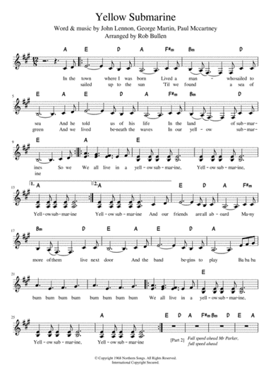 Yellow Submarine (arr. Rob Bullen)