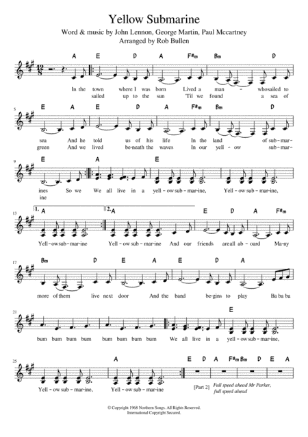 Yellow Submarine (arr. Rob Bullen)