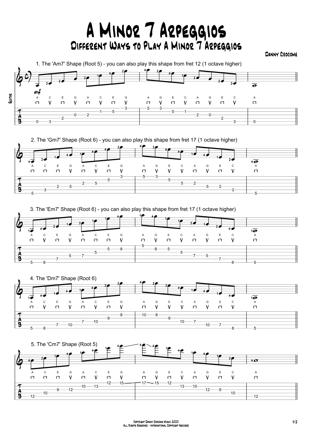 A Minor 7 Arpeggios (5 Ways to Play)