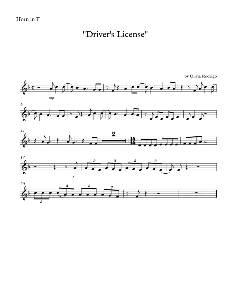 Drivers License (arr. SongBird Music)
