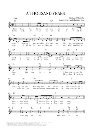 A Thousand Years (arr. Cadenza Editions)