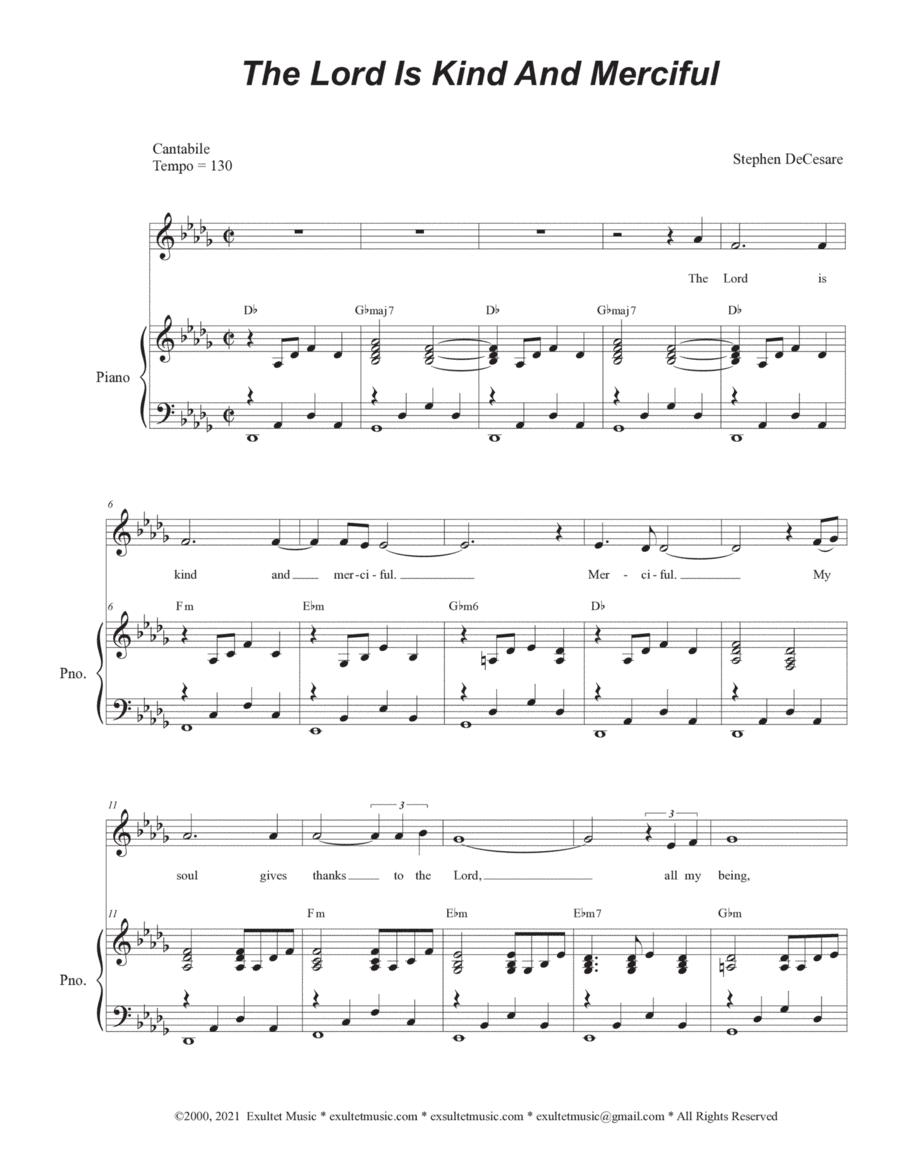 The Lord Is Kind And Merciful (Unison choir)