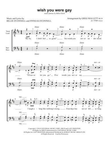 Wish You Were Gay (arr. Greg Mallett)
