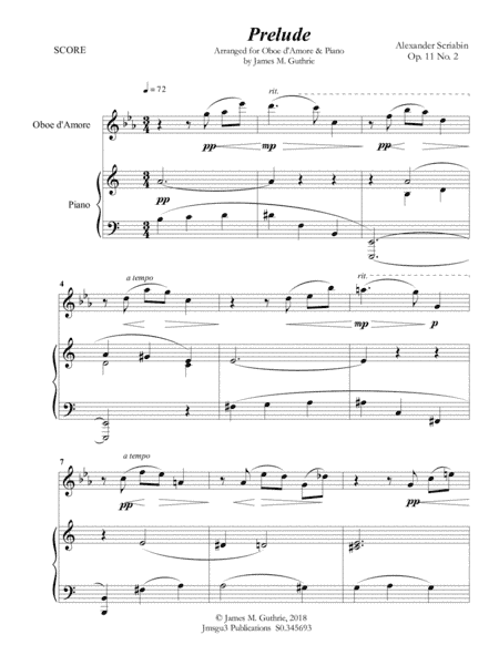 Scriabin: Prelude Op. 11 No. 2 for Oboe d'Amore & Piano (arr. James M. Guthrie, ASCAP)