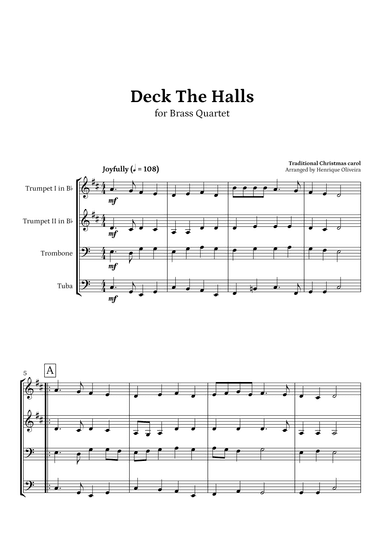 Deck The Halls (Brass Quartet) | Christmas Carol (arr. Henrique Oliveira)