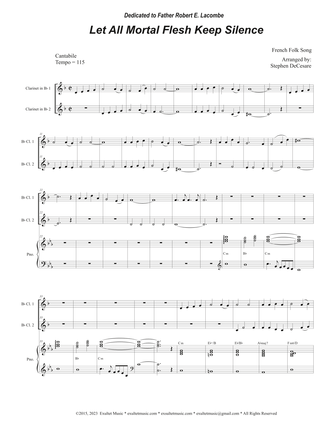 Let All Mortal Flesh Keep Silence (Duet for Bb-Clarinet) (arr. Stephen DeCesare)