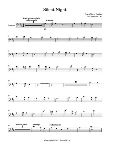 Silent Night for bassoon and piano (easy) (arr. Daniel C. M.)