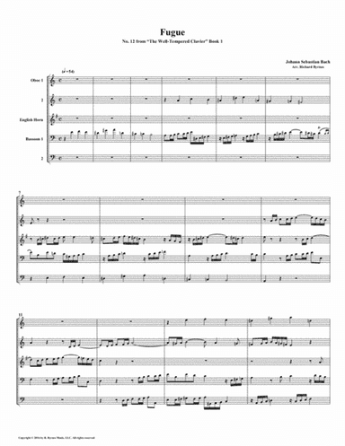 Fugue 12 from Well-Tempered Clavier, Book 1 (Double Reed Quintet) (arr. Richard Byrnes)