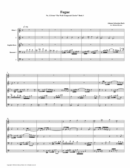 Fugue 12 from Well-Tempered Clavier, Book 1 (Double Reed Quintet) (arr. Richard Byrnes)