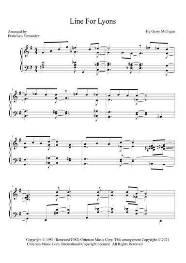 Line For Lyons (arr. Francisco Fernandez)
