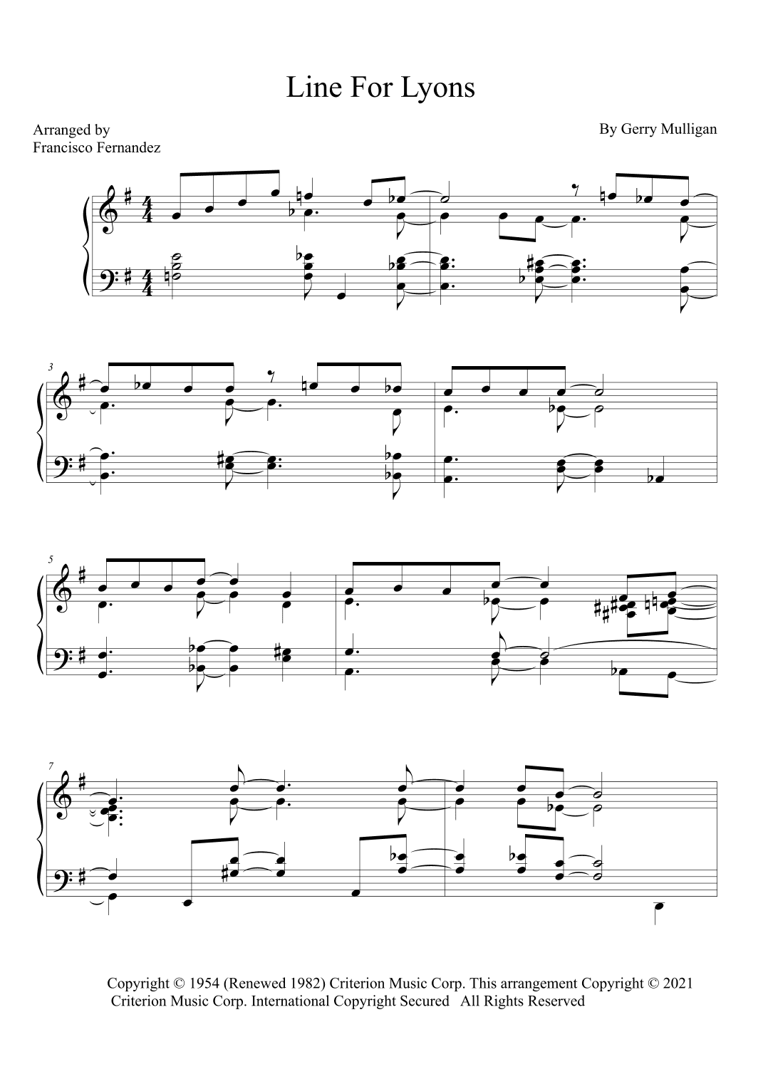 Line For Lyons (arr. Francisco Fernandez)