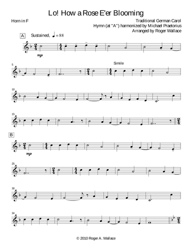 Lo! How a Rose E'er Blooming (arr. Roger Wallace)