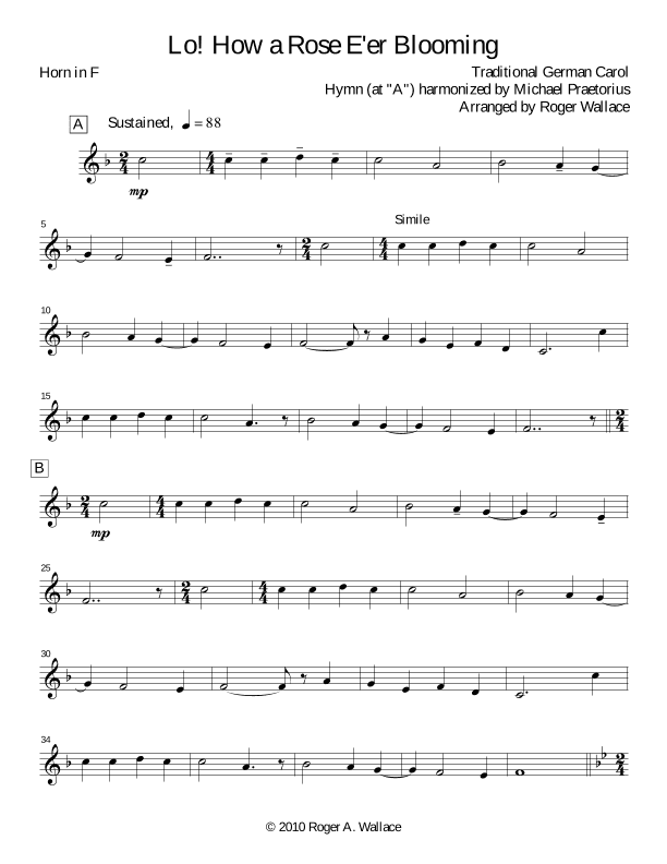 Lo! How a Rose E'er Blooming (arr. Roger Wallace)