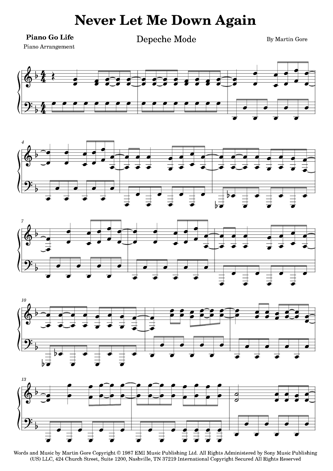 Never Let Me Down Again (arr. Piano Go Life)