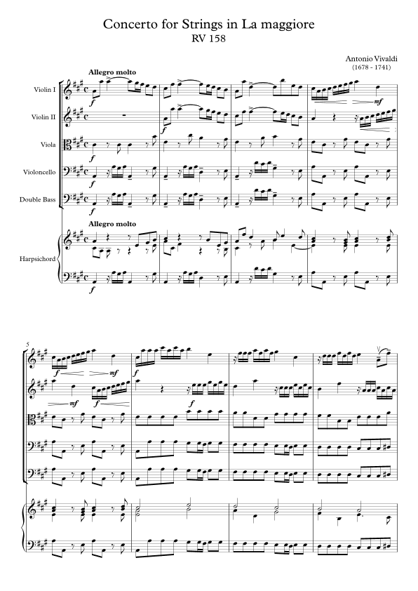 Concerto for Strings in La maggiore RV 158