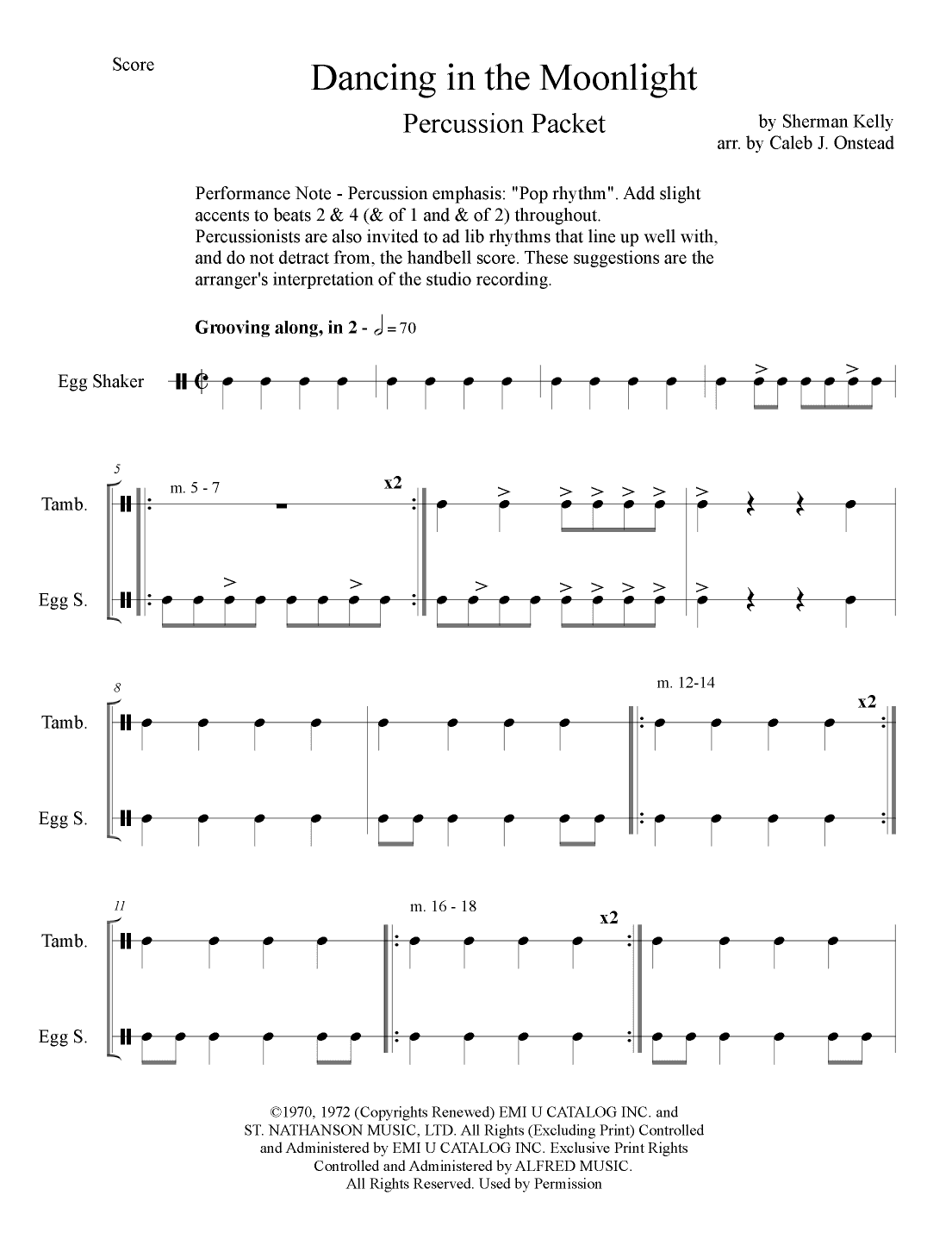 Dancin' In The Moonlight - Score Only (arr. Caleb J. Onstead)