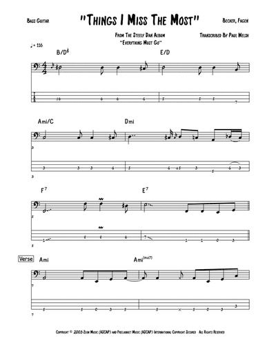 Things I Miss The Most (arr. Accubass)