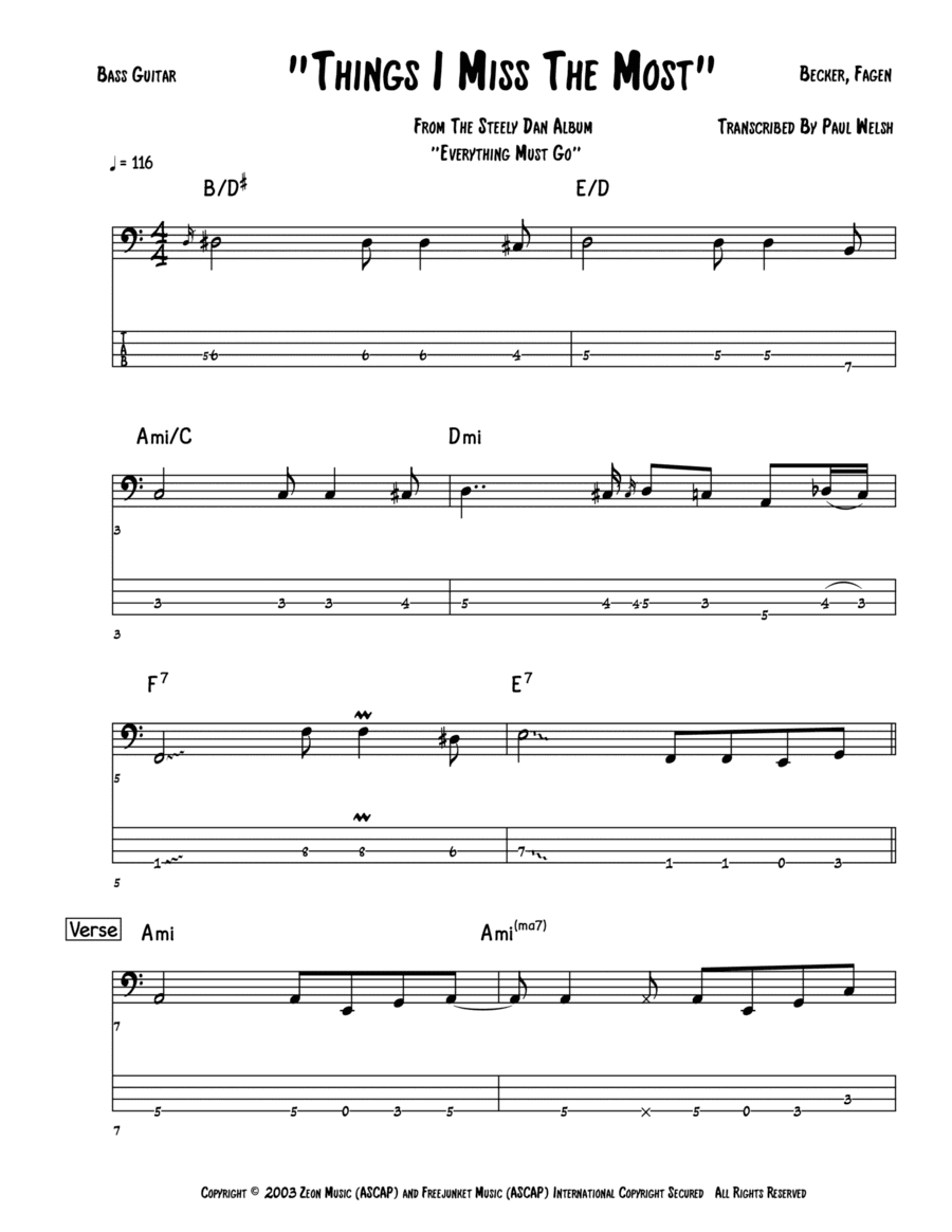 Things I Miss The Most (arr. Accubass)