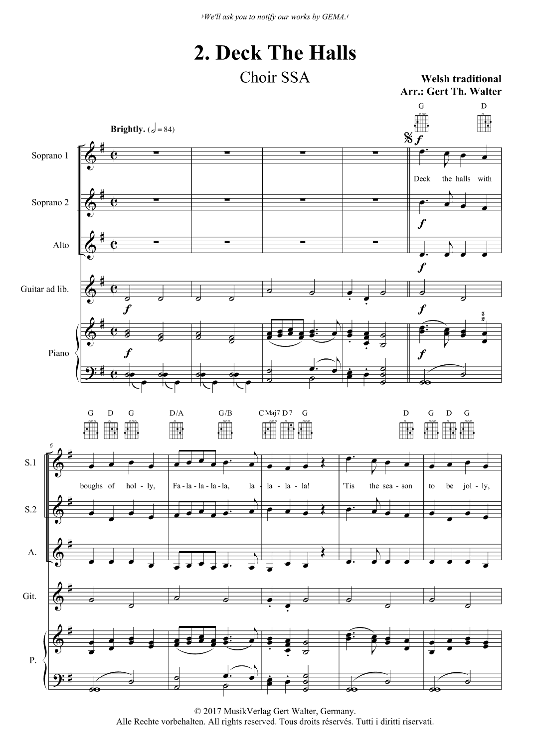 Deck The Halls (arr. Gert Th. Walter)