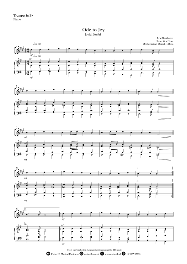 Ode to Joy - Joyful Joyful - Easy Bb Trumpet (arr. Daniel H Rosa)