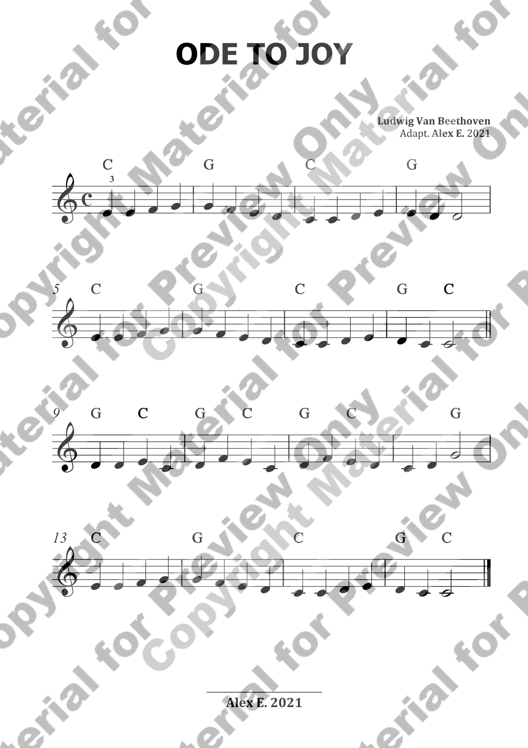 Ode to Joy - Easy Piano (arr. Alex E.)