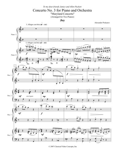 Concerto No. 3 "Maryland Concerto" for Piano and Orchestra (First Edition)
