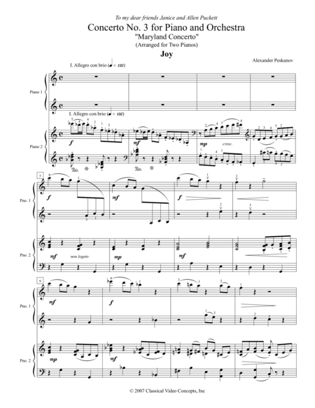 Concerto No. 3 "Maryland Concerto" for Piano and Orchestra (First Edition)
