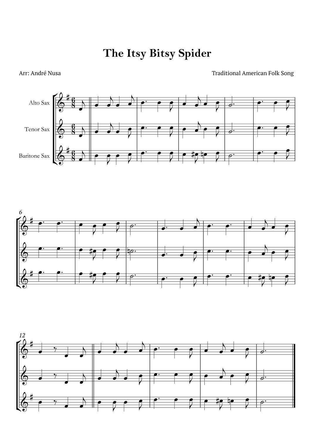 The Itsy Bitsy Spider (arr. André Nusa)
