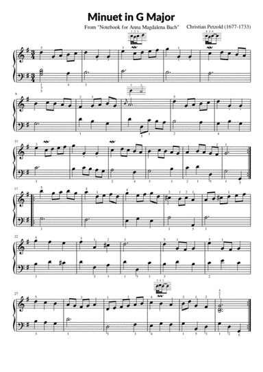 Minuet in G Major - Johann Sebastian Bach (arr. Pave)