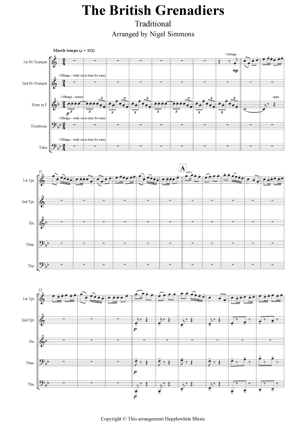 The British Grenadiers (arr. Nigel Simmons)