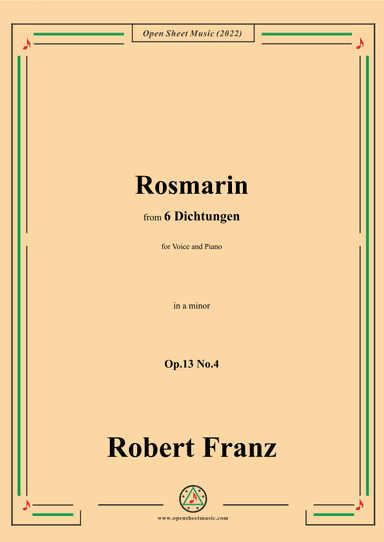 Franz-Rosmarin,in a minor,Op.13 No.4,from 6 Dichtungen (arr. OSM Press)