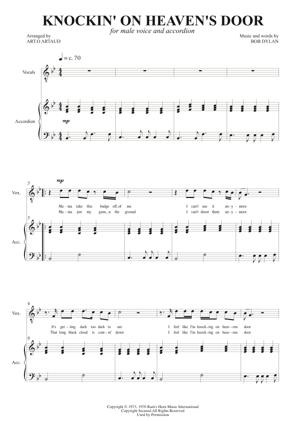 Knockin' On Heaven's Door (arr. Art.o Artaud)