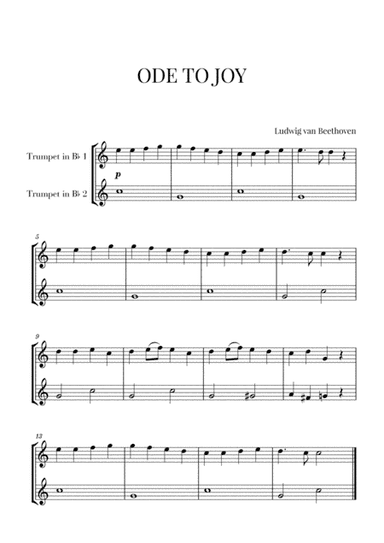 Beethoven - Ode to Joy (for 2 Trumpets) (arr. Cadenza Editions)