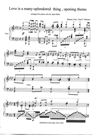 Love Is A Many-splendored Thing (arr. Jean Dubé)