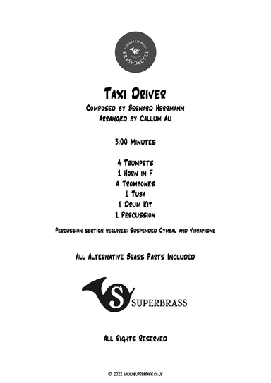 Taxi Driver (theme) (arr. Callum Au)